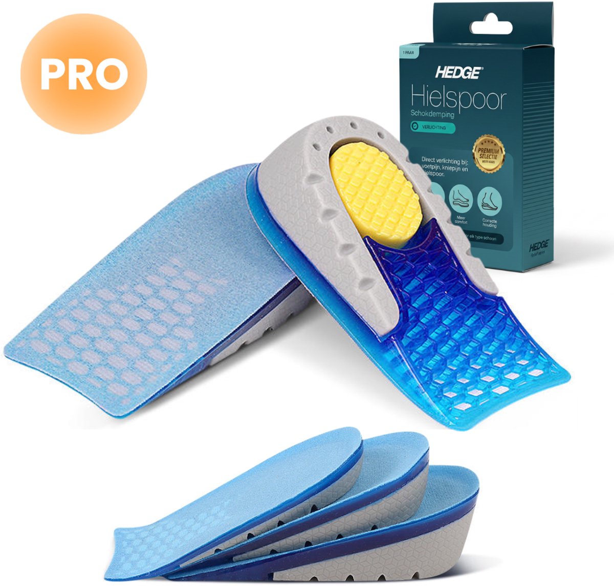 Hedge® Verhogende Inlegzolen - Hakverhoger - Verhogende Zolen Heren & Dames - Hielverhoger - Heellift - One Size - 1 paar - 1.5cm