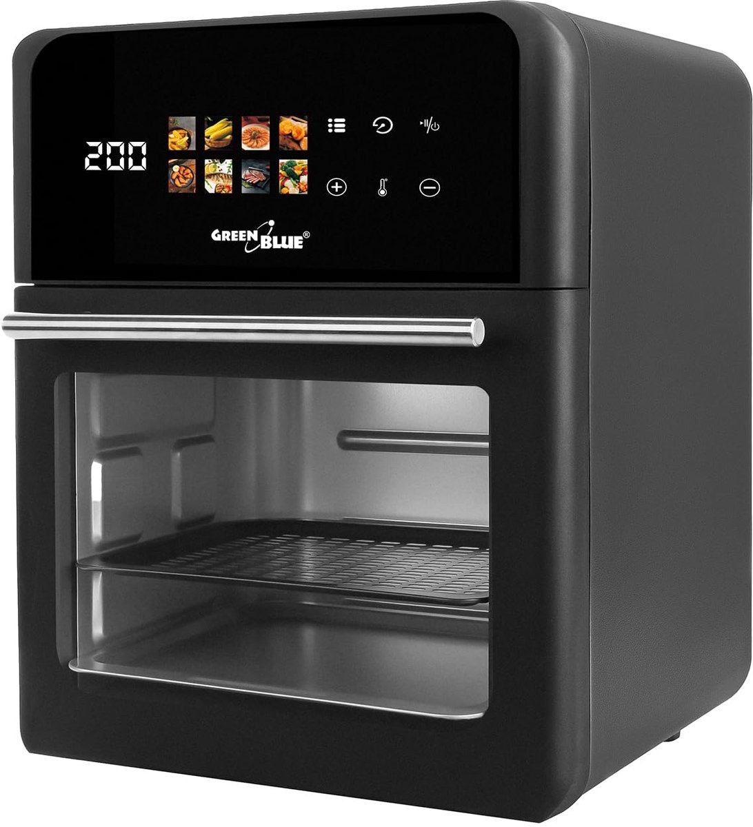 SnelShoppen - Olievrije Friteuse 10L - Heteluchtfriteuse met Kijkvenster - 1800W, 8 Programma's, Touchscreen Display, Timer 60 min, 70–200°C, Gezond K
