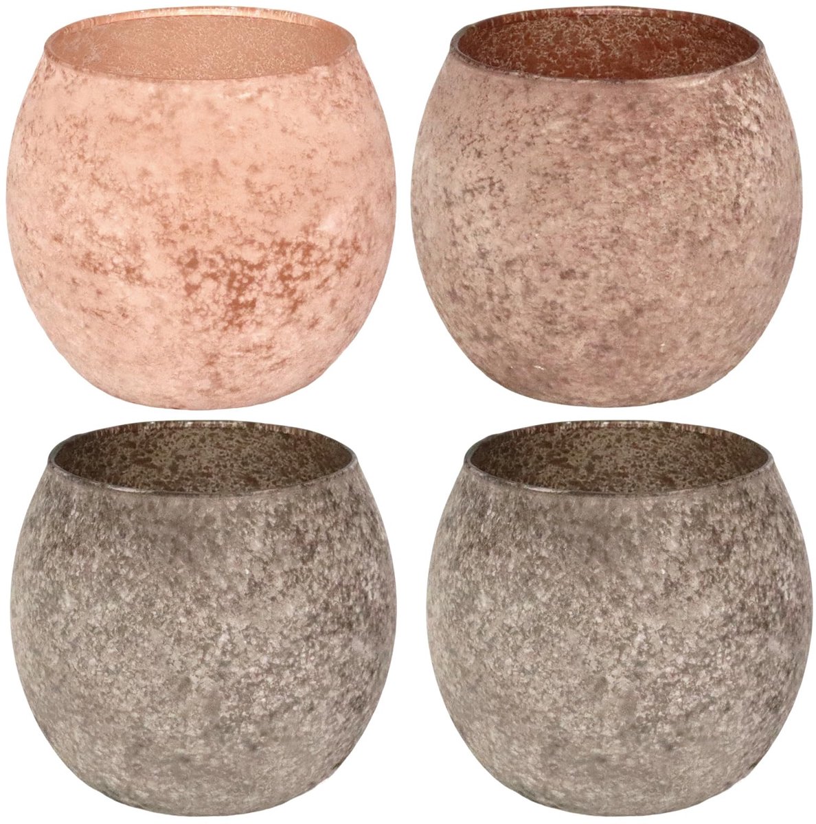SnelShoppen - Theelichtglazen Bruin Set van 4 Amberkleurige Theelichthouders van Glas voor Herfstdecoratie, Vintage Kaarsenglazen voor Votiefkaarsen,