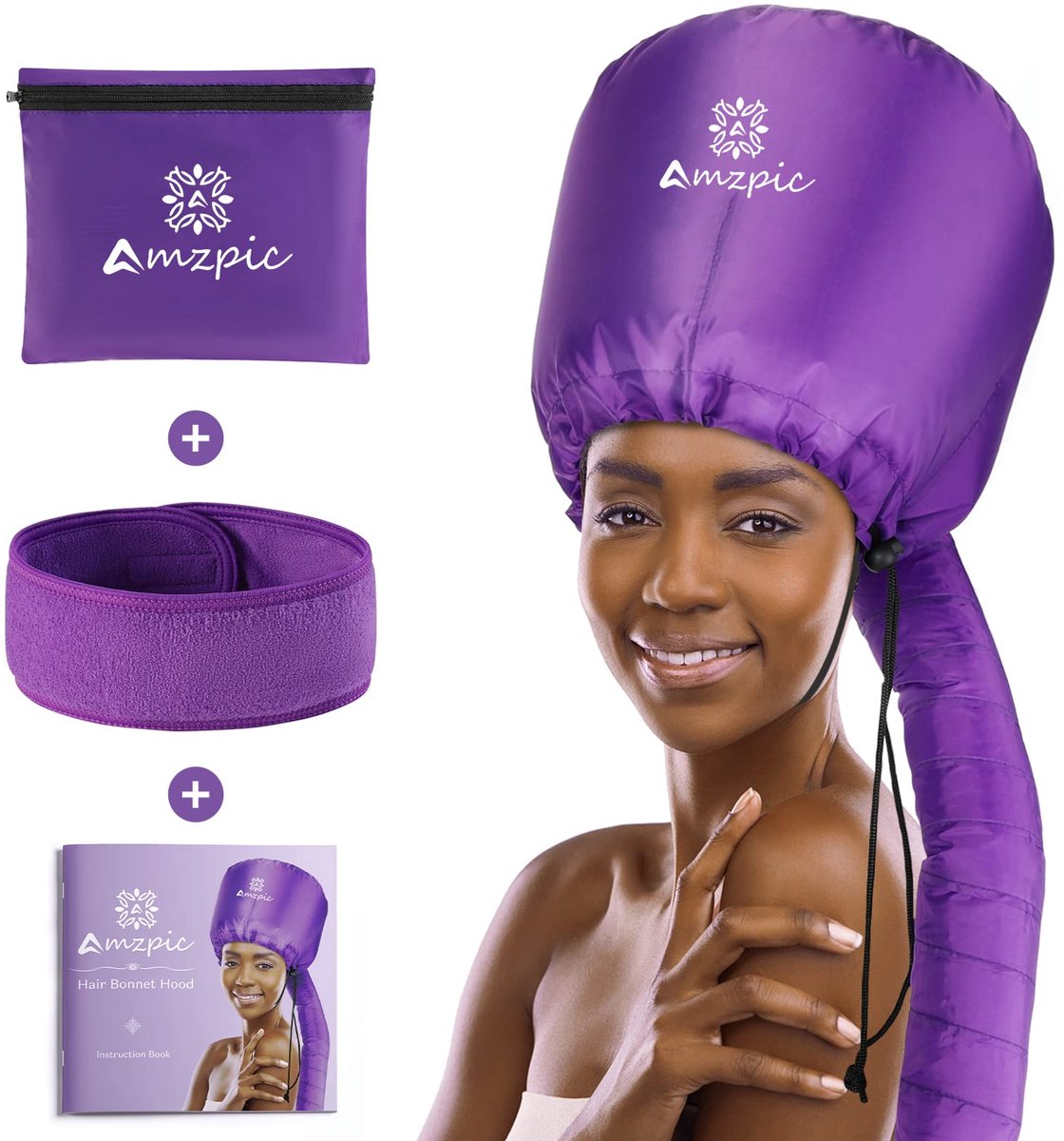 SnelShoppen - Bonnet kap föhnbevestiging - Zacht en verstelbaar, extra groot voor snellere droogtijd, ideaal voor styling, krullen en diepe conditione