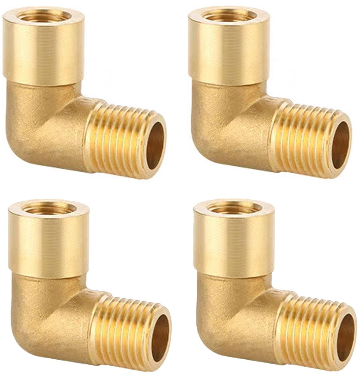 Dailygoods- Hoekboog 90° - Messing 1/2 inch IG/AG - 4 Stuks - Sanitair Aansluitstukken - Hoge Veiligheidsprestaties - Geel - Bocht