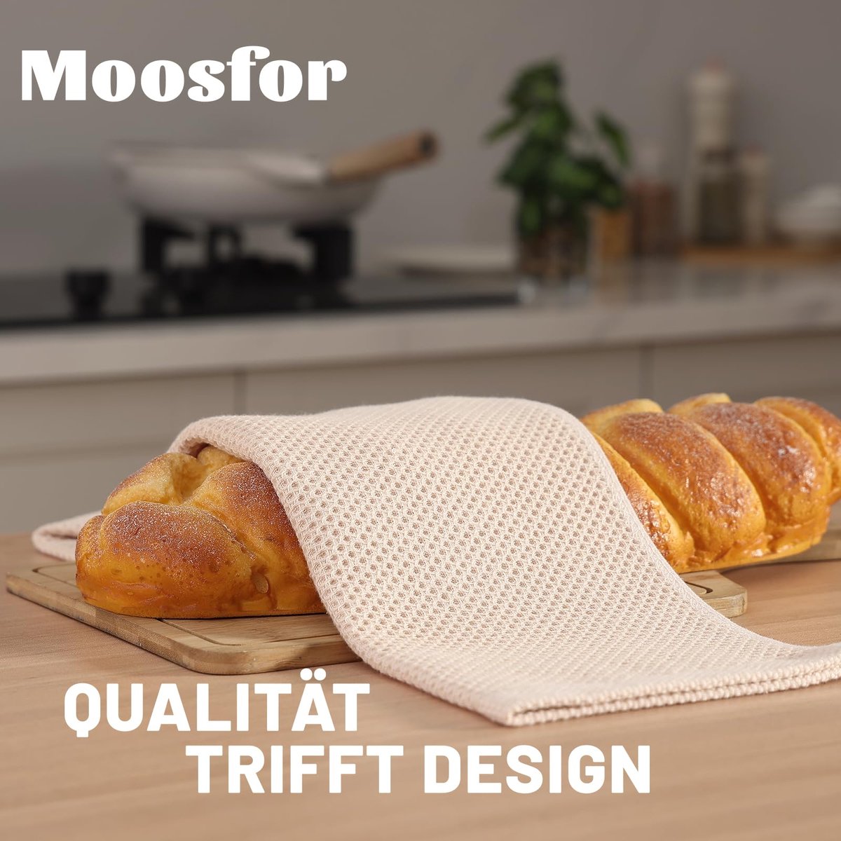 SnelShoppen - Moosfor Keukenhanddoeken 100% Katoen 30x30 cm - Zachte Theedoeken - Absorberende Vaatdoeken - Dikke Premium Keukendoeken - 12 Stuks Beig