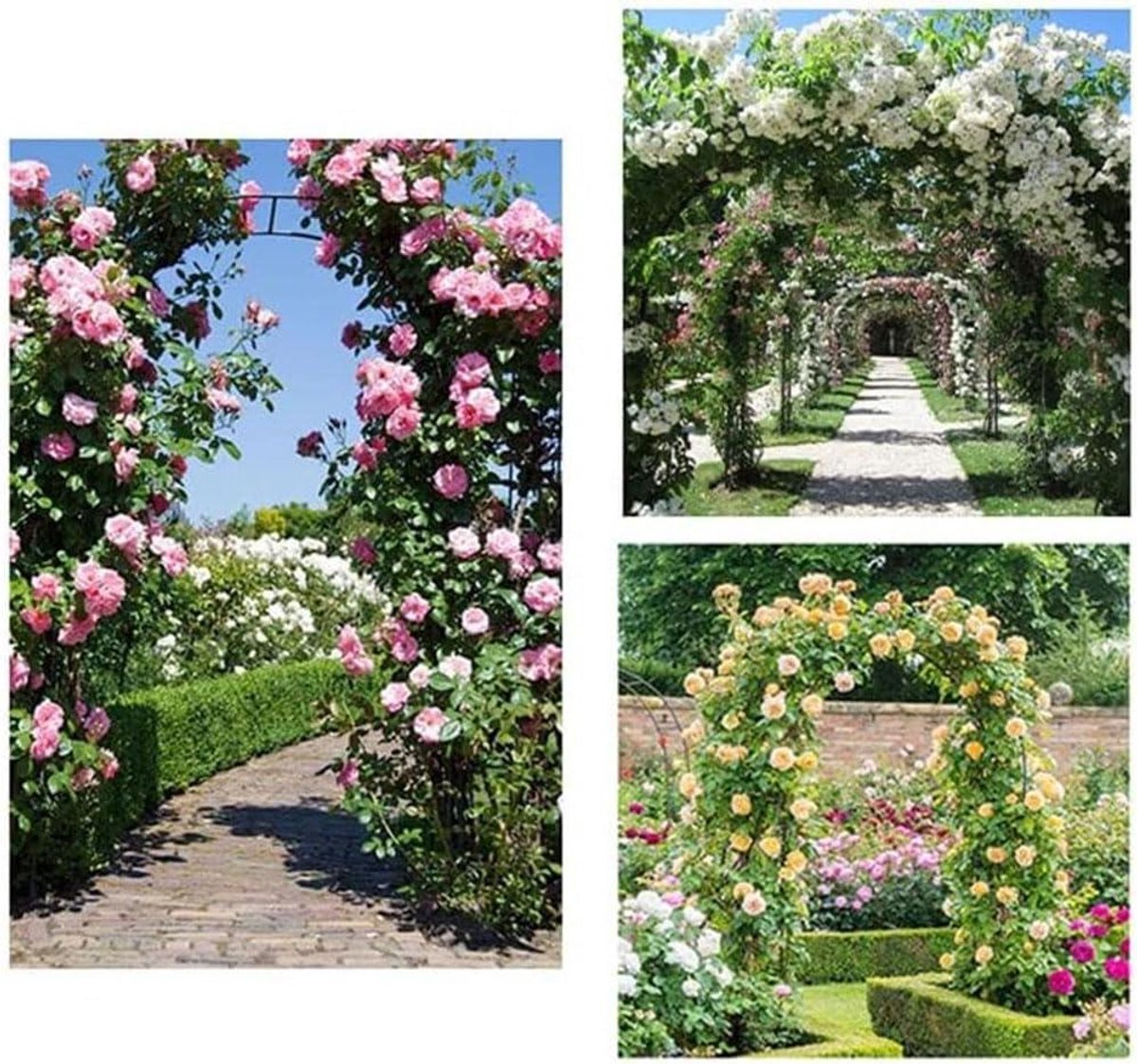 Metalen Rozenboog - Tuinboog Klimplanten - Decoratie Tuin - Weerbestendig - 350 cm breed - Zwart