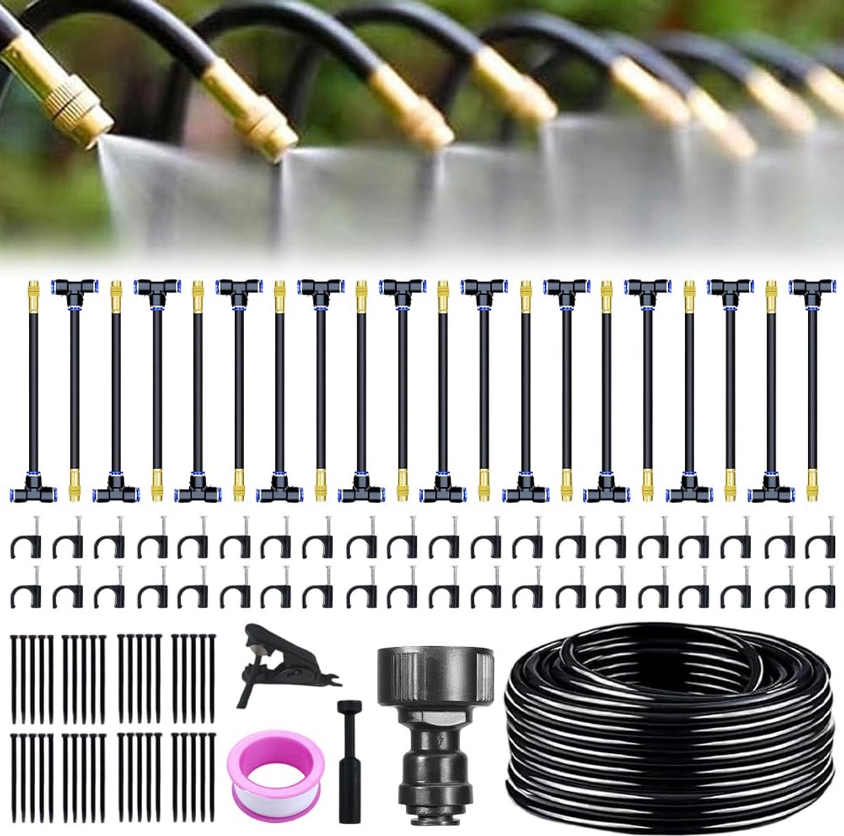 Bewateringssysteem Tuin - Automatische Irrigatie - Planten Verzorgen - Verstelbare Sproeiers - 20 Meter Slang - Zwart
