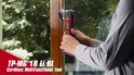 Einhell TP-MG 18 Li BL draadloze multitool in de hand van een persoon.