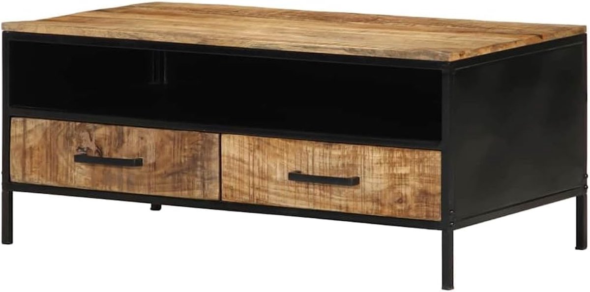 Salontafel Massief Mangohout - Woonkamertafel Opbergruimte - Centrum van Woonkamer - Natuurlijke Nerf Duurzaam