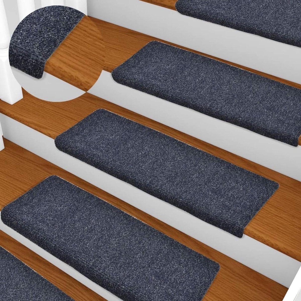 Zelfklevende Trapmatten - Antislip Matten - Veilig Traplopen - Gebogen Beschermende Kant - 15 stuks 65 x 25 cm - Blauw