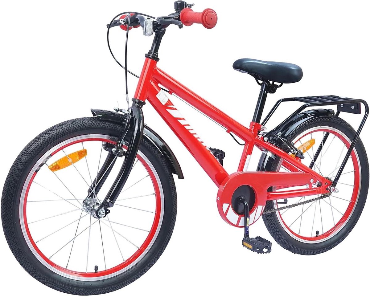 Kinderfiets - Jeugdfiets Kinderen Fiets - Veilig Fietsen - Stabiel Stalen Frame - 20 inch - Rood