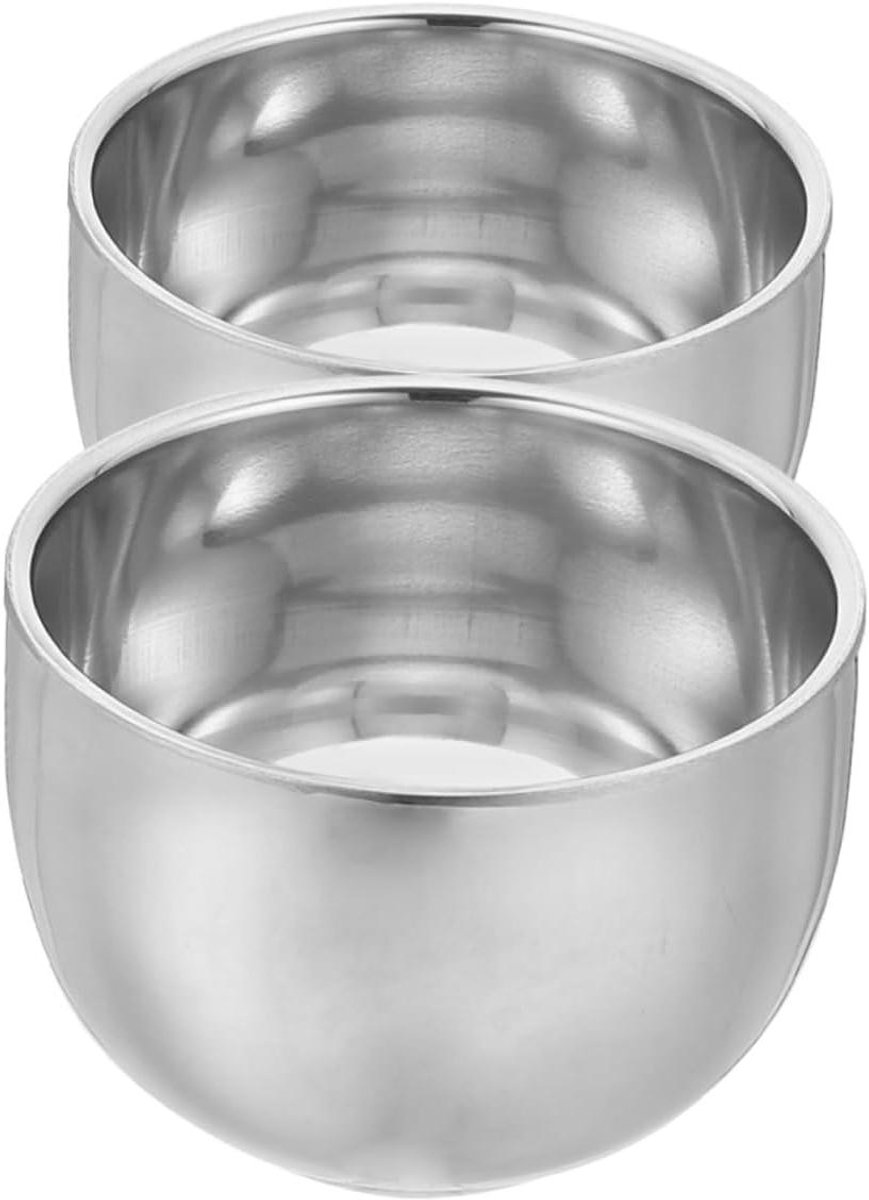 Scheerkom Set - Scheerbeker Houder - Schuim Genereren - Dubbelwandig Staal - 8.2 x 8.2 x 5.8 cm - Zilver