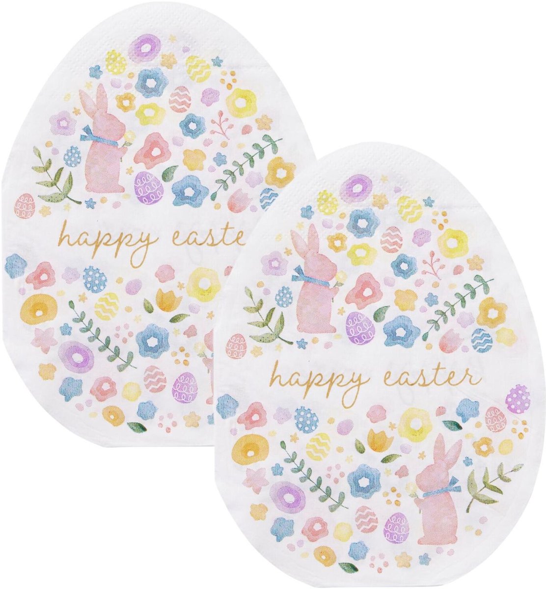 Excellent Houseware Pasen thema servetten - Paaseieren design vorm - 40x stuks - 33 x 33 cm - Paasontbijt