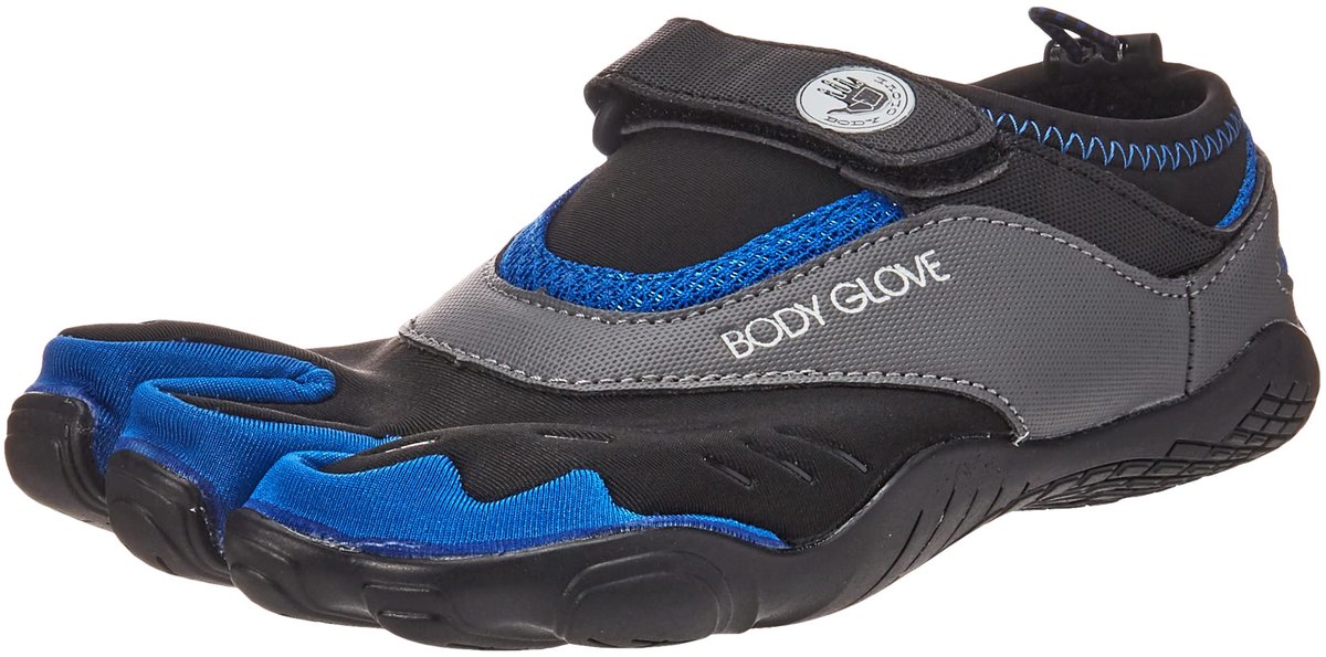 SnelShoppen - Waterschoenen Heren 3-toed Barefoot Max, Zwart Dazzling Blauw, Maat 38.5 EU, Minimalistische Bescherming voor Wateractiviteiten, Perfect
