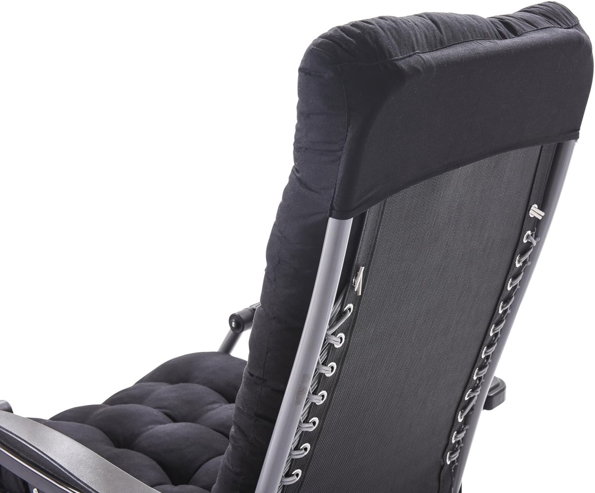 SnelShoppen - Antislip Ligstoel- en Schommelstoelkussens met 6 Banden, Vaste Bovenhoes, Grijs, Tuin en Patio Accessoire, Ideaal voor Buiten, Zonnebank