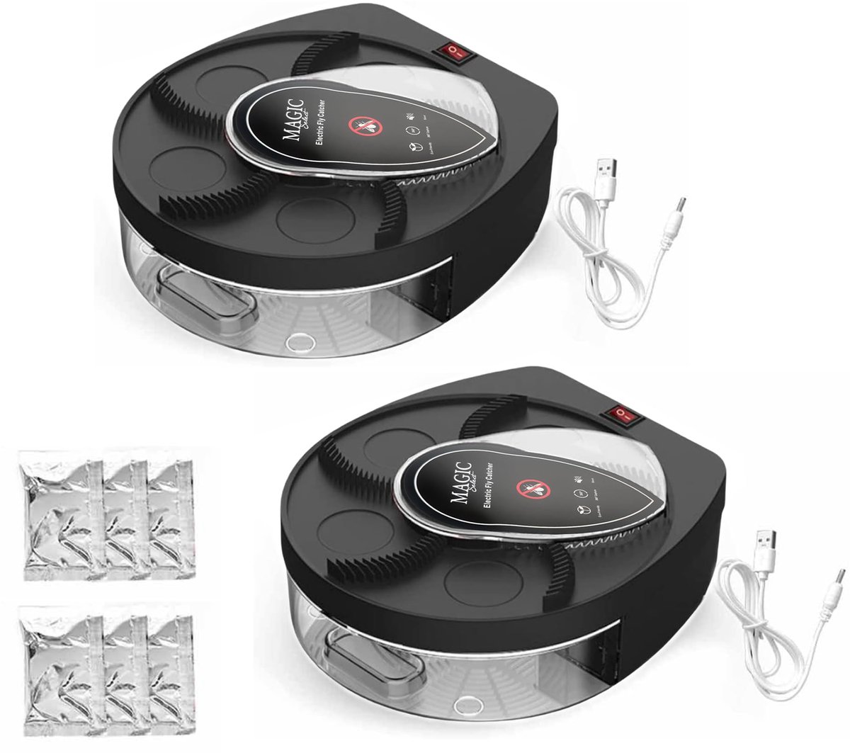 SnelShoppen - 2x Elektrische Vliegenmepper 360° Draaibaar met USB-Kabel en Muurbevestiging - Vliegenval voor Thuis, Keuken, Restaurant, Hotel, Bar - 7