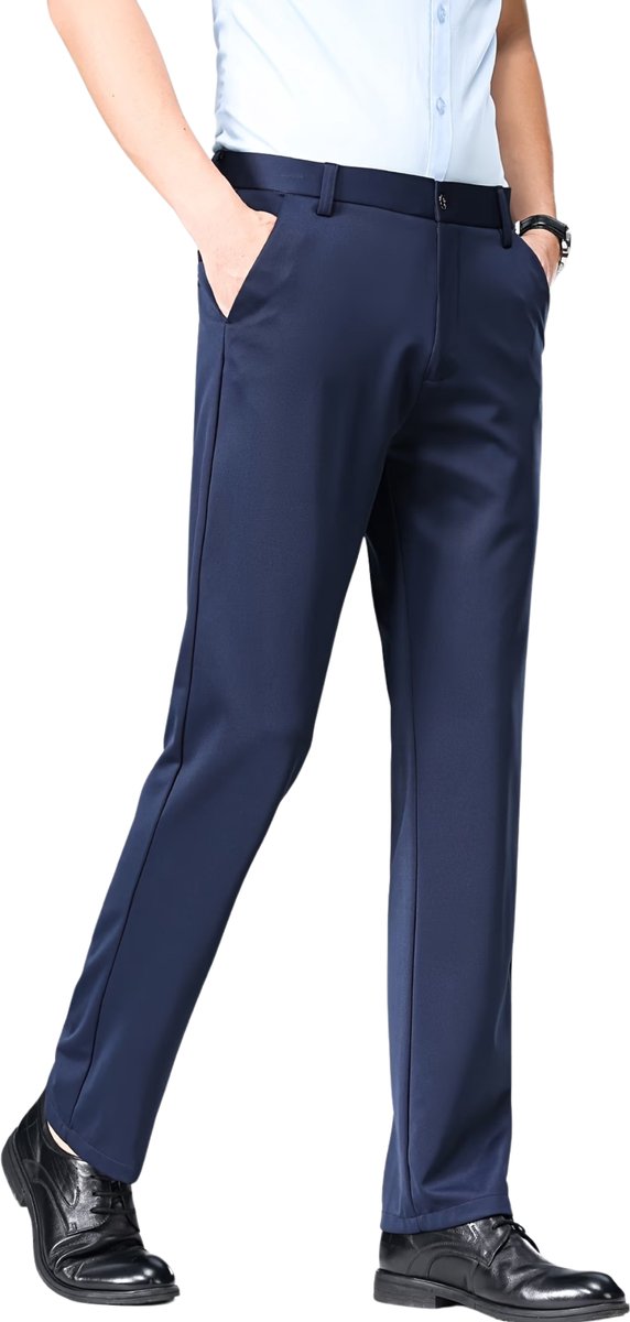 Currero Pantalon Heren Chino Regular Fit Golfbroek Nette Broek Met Elastische Tailleband Volwassenen Koningsblauw