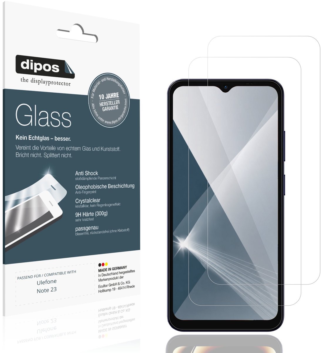 dipos – 2x Pantserfolie geschikt voor Ulefone Note 23 | 9H Screenprotector