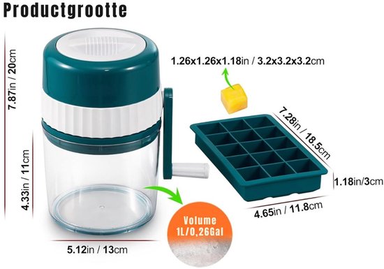 NIVA® Slush Machine - Slush Puppy Maker - Slushy Maker - Wit en Groen - 12cm x 12cm x 21cm van Niva — afbeelding 2