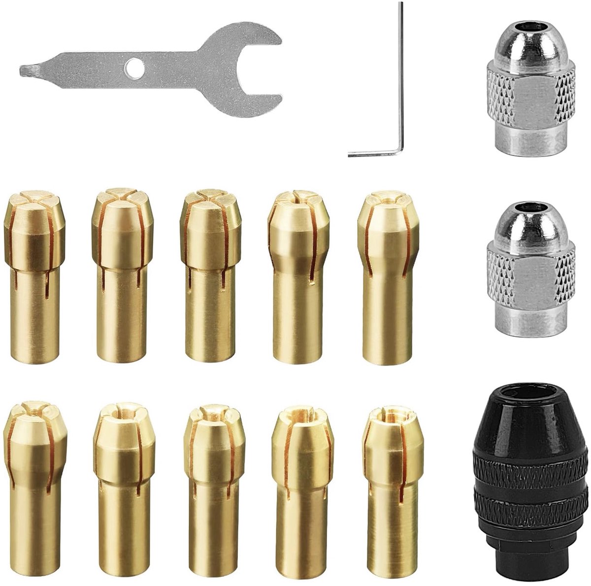 Dailygoods- Spantangen 15-delig - Mini Boorhouder - Dremel Accessoires - Hoogwaardig Gereedschap - Duurzaam - Multifunctioneel Gebruik