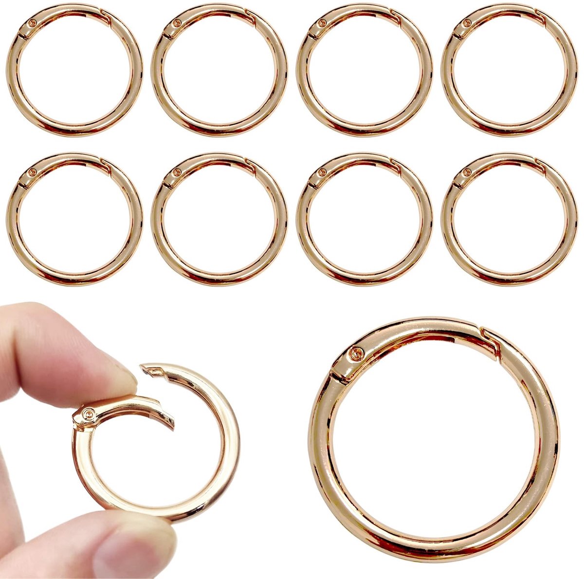 Dailygoods - 10 stuks Gouden Karabijnhaken met O-ringen - Sleutelringen voor Doe-Het-Zelf Projecten