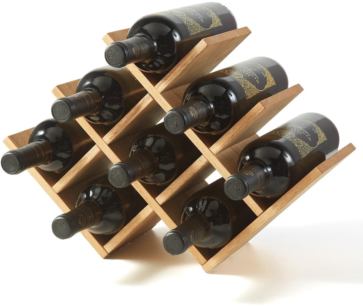Dailygoods - Houten Wijnrek - 3-Lagen voor 8 Flessen