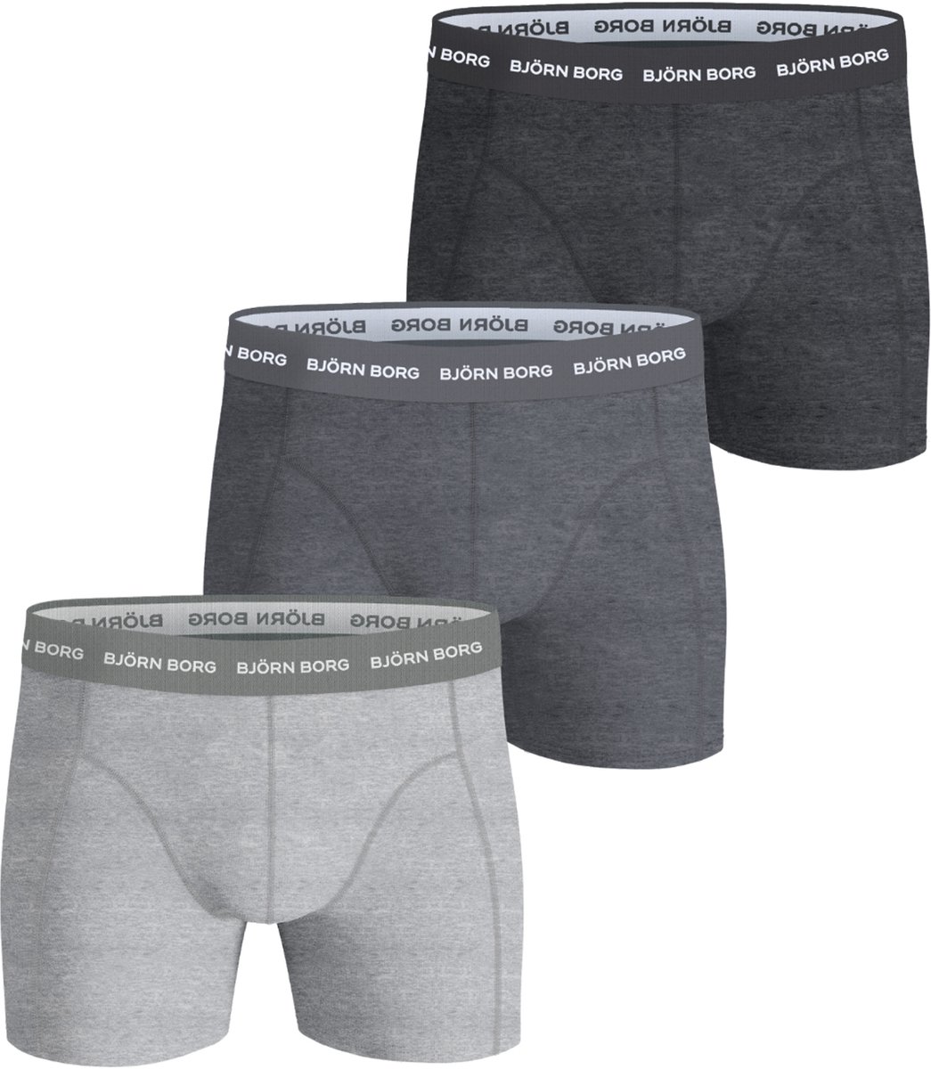 Björn Borg Cotton Stretch boxers - heren boxers normale lengte (3-pack) - 3 tinten grijs