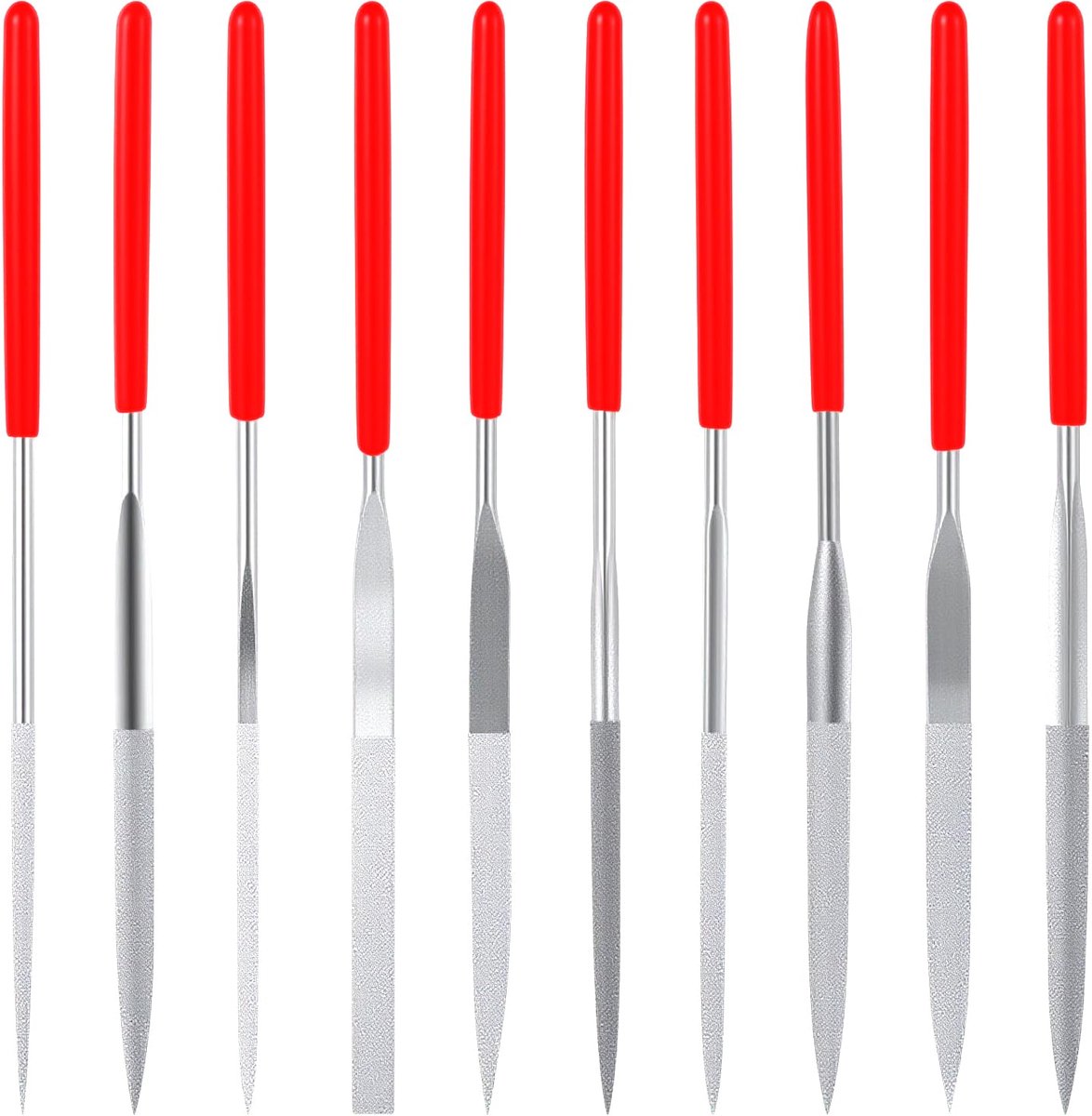 Dailygoods - 10-Delige Set Mini Diamant Vijlen, 3mmx140mm voor Precisiewerk