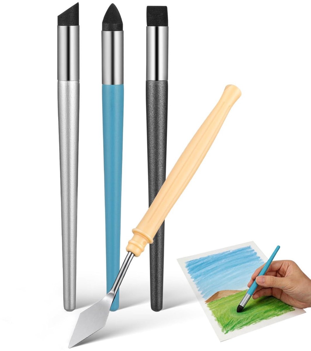 Dailygoods- Oliepastelstiften 3 Stuks - Mengstift - Schraper - Lichtgewicht - Geschikt voor Olieverf/Schetsen/Aquarel - Compact Tekengereedschap - Tekenstiften