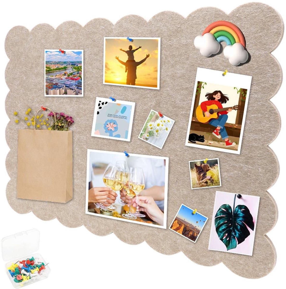 Dailygoods - Zelfklevende Vilt Prikbord 60 x 40 cm - Decoratieve Memo Bord