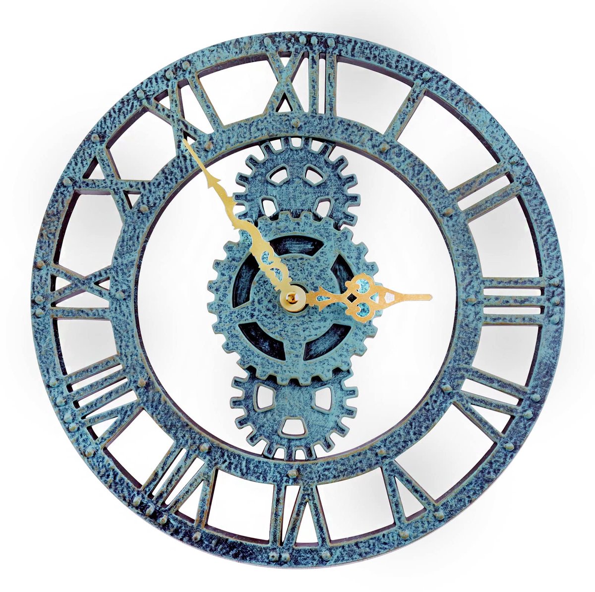 SnelShoppen - Taodyans Outdoor wandklok 30 cm - Vintage retro tuin klok waterdicht - 3D industriële wanddecoratie voor buiten, keuken en woonkamer (gr