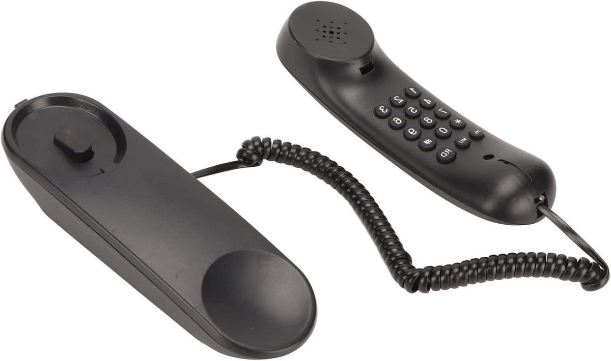 Vaste Telefoon - Wandtelefoon Hoteltelefoon - Thuisgebruik Kantoor - Grote Knoppen Mute Functie - 20.7 cm - Zwart