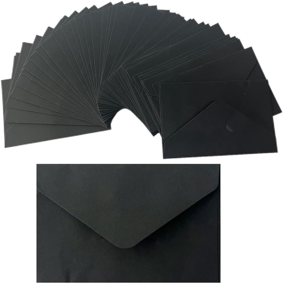 Dailygoods - Mini Enveloppen - Vintage Enveloppen voor Wenskaarten en Uitnodigingen (80 Stuks, Zwart)