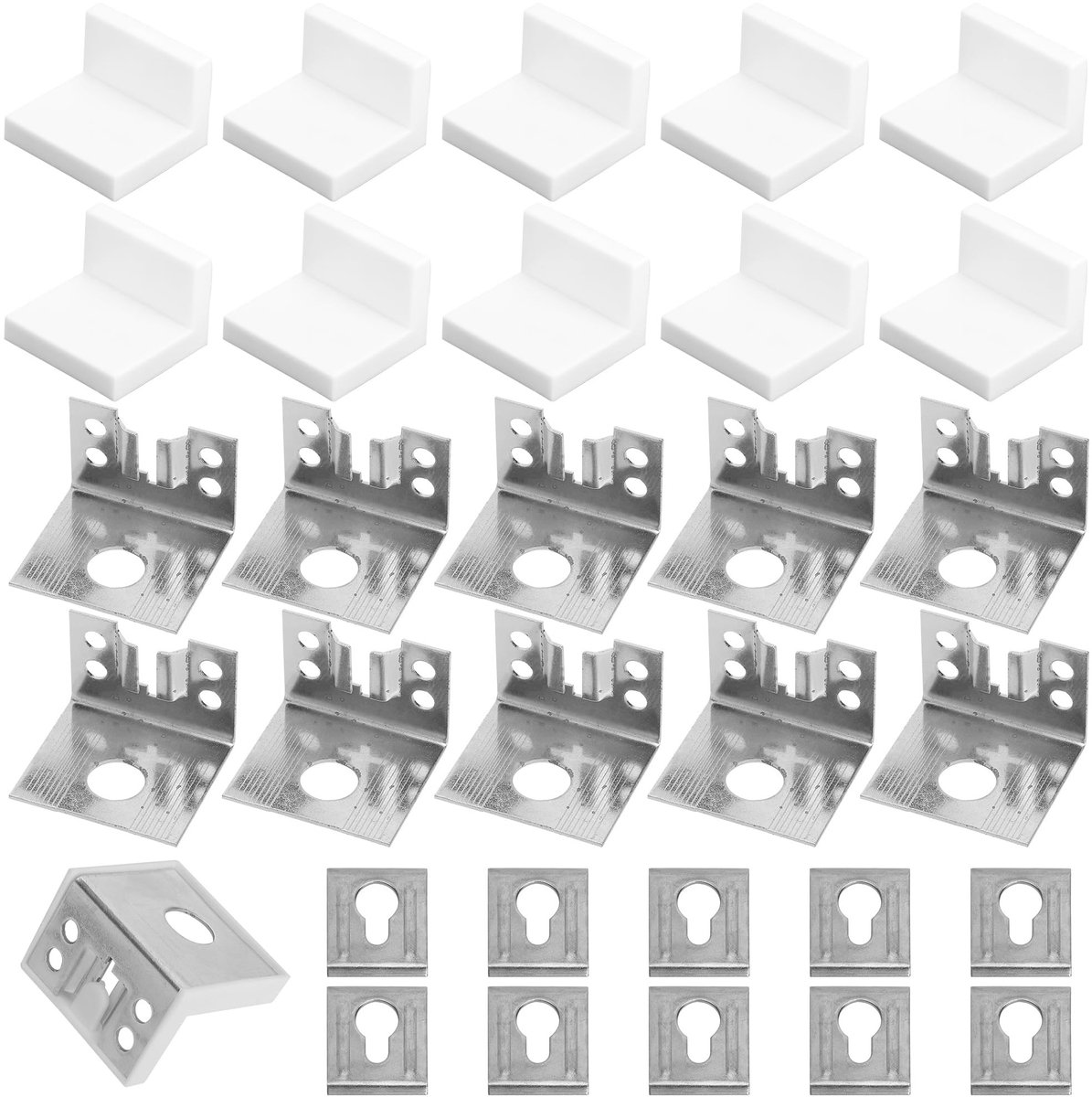 Dailygoods- Kasthangers Set van 10 - Wandbevestiging - Verborgen Kastophanging - Plank/Houders - Montageplaten - Duurzaam PP/Koudgewalst Staal - Meubelbevestiging