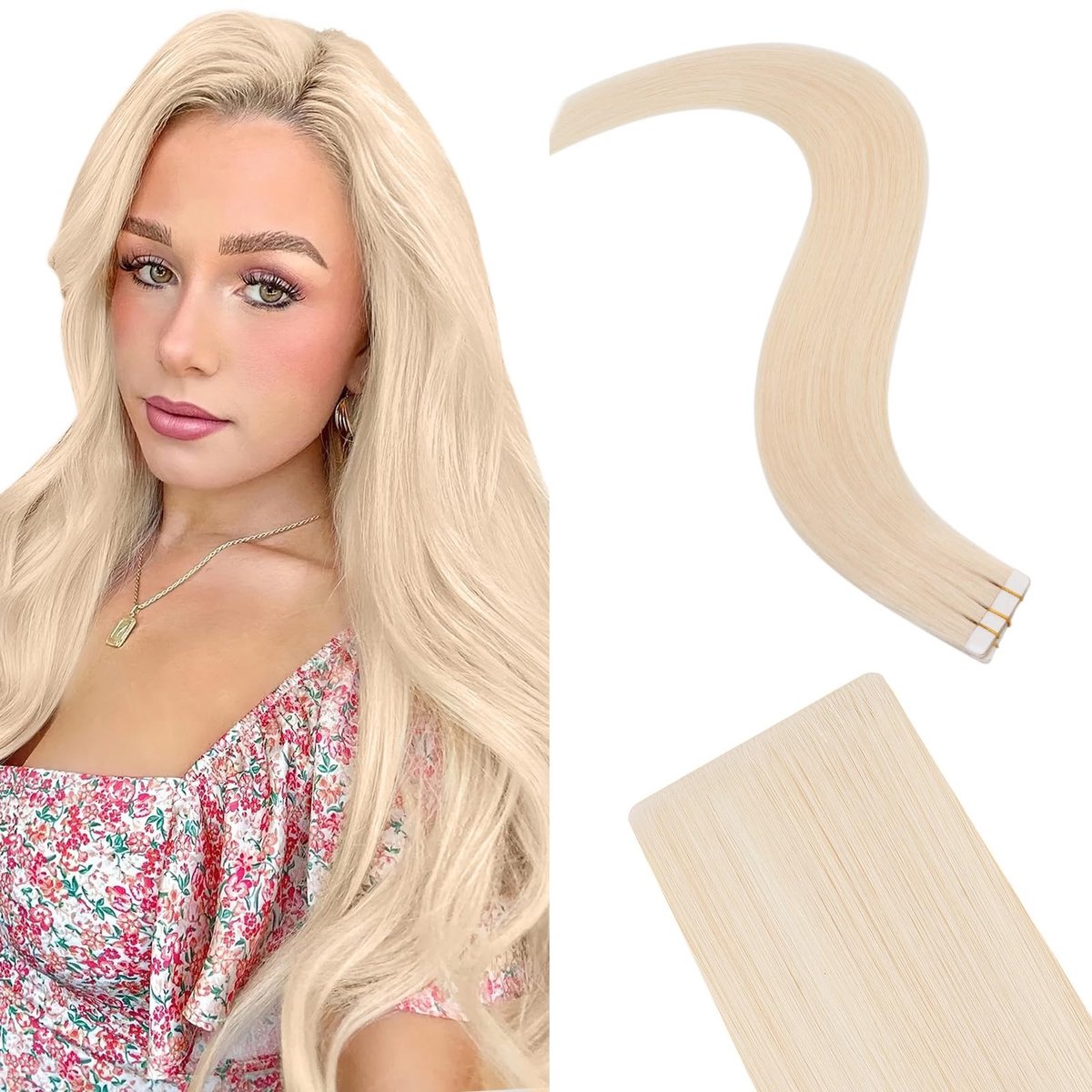 Dailygoods - Silk-co Invisible Tape Extensions Echte Haar 25 g Bleach Blond 56 cm