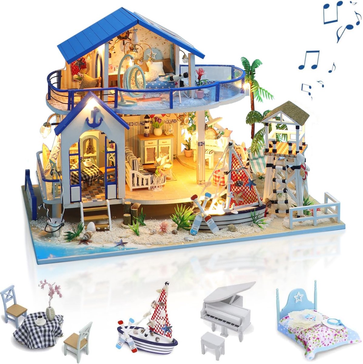 Dailygoods - DIY Miniatuur Huis Kit met Meubels en Muziek - Creatief Knutselen voor Vrouwen