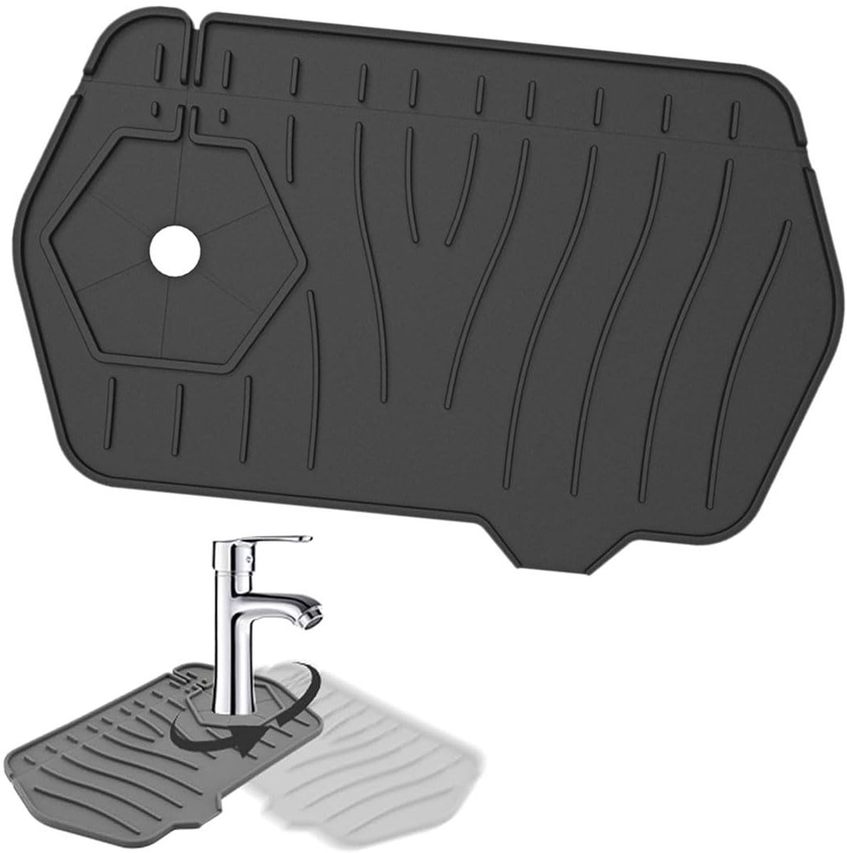 Dailygoods - Waterdichte Silicone Kraanmat - Bescherming Voor Keuken En Badkamer (Zwart)