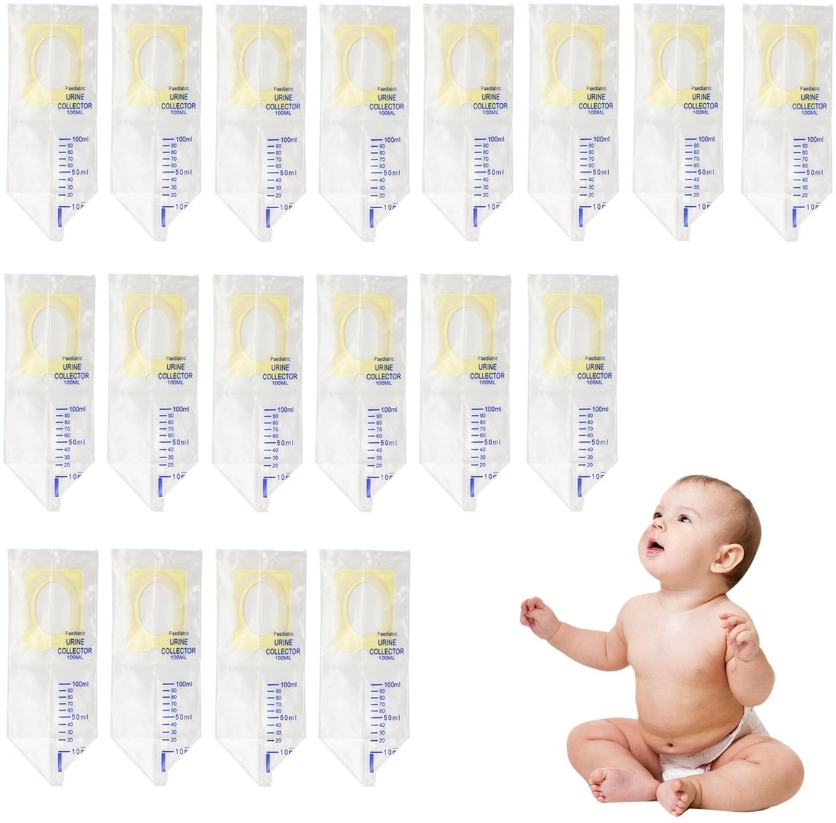 Dailygoods- Urinezakken 18 stuks - Draagbare Wegwerp Urinezak - Voor Baby's - 100 ml - Hoge Kwaliteit - Zacht en Huidvriendelijk