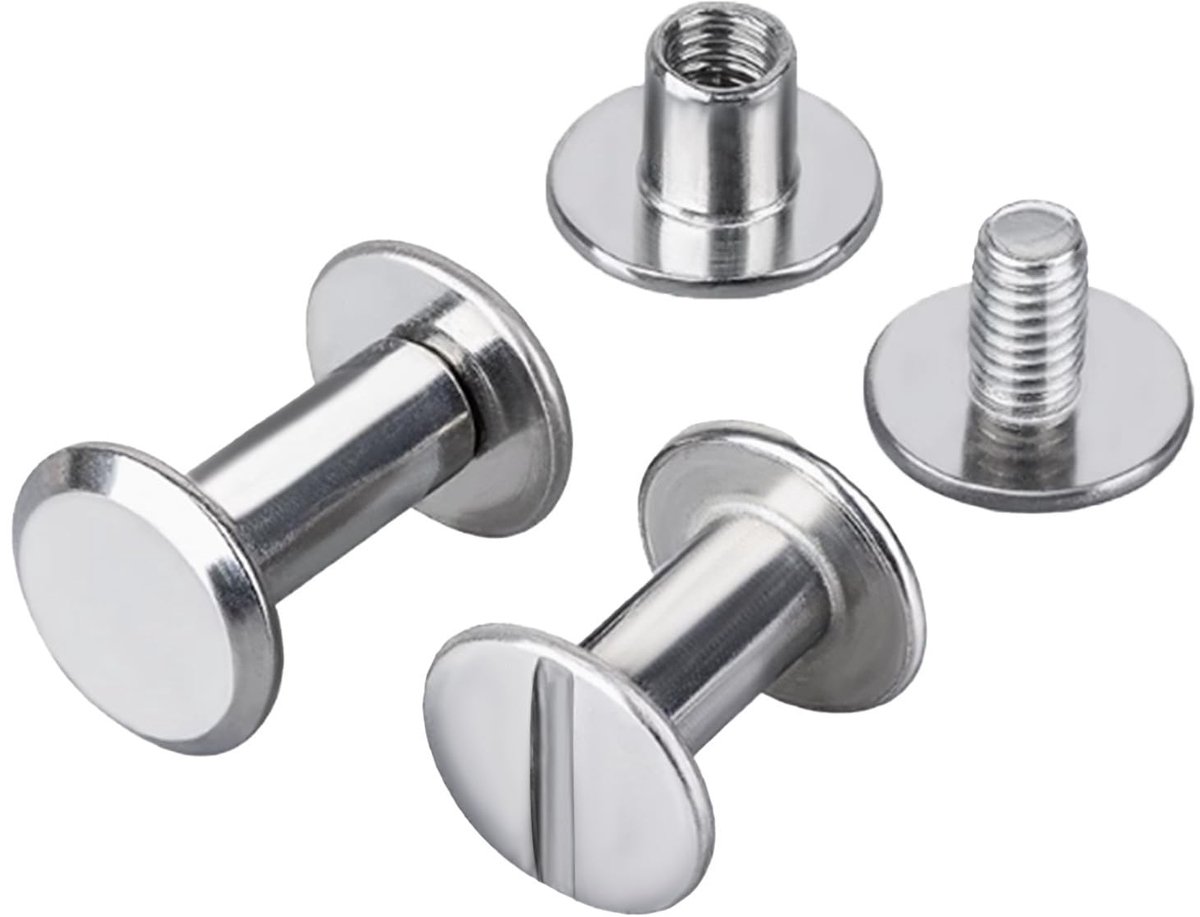 Dailygoods - Chicago Boekschroeven - 20 Sets Roestvrij Staal 4mm