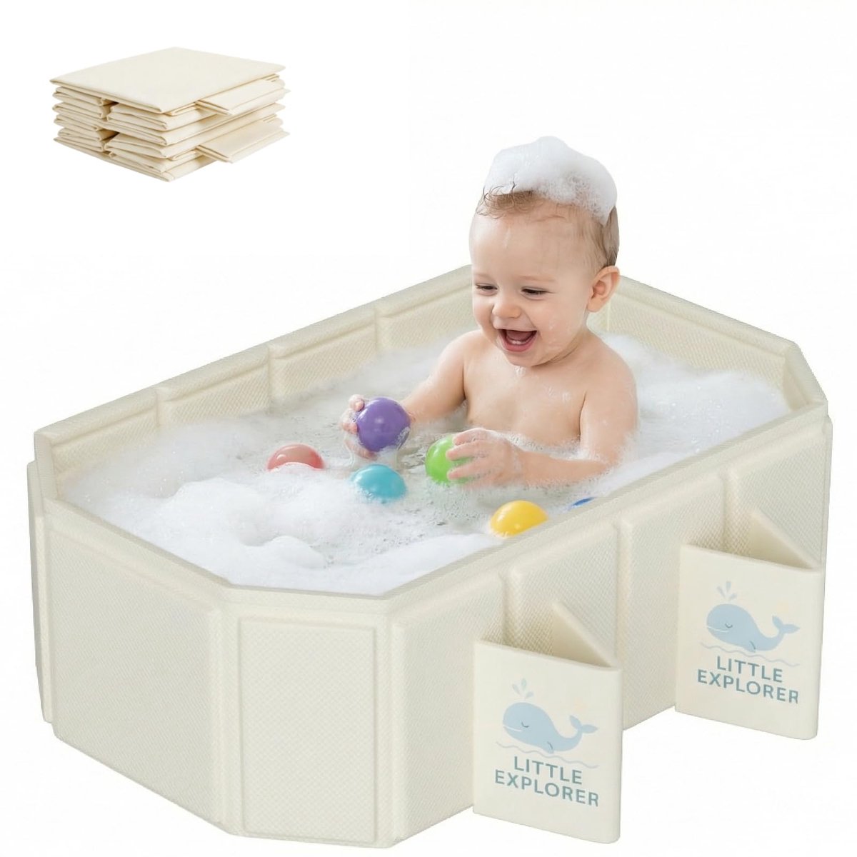 Dailygoods - Opvouwbare Babybadkuip voor Kinderen tot 6 Jaar - Wit