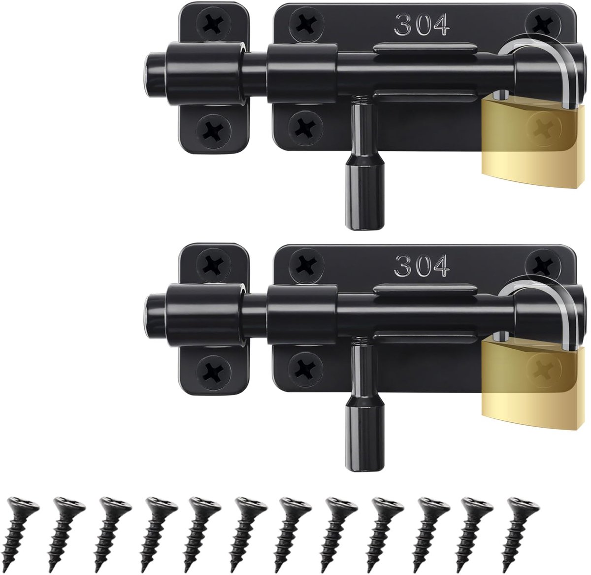 Dailygoods - Roestvrijstalen deurgrendel - 10 cm Vergrendelingsslot (2 stuks)