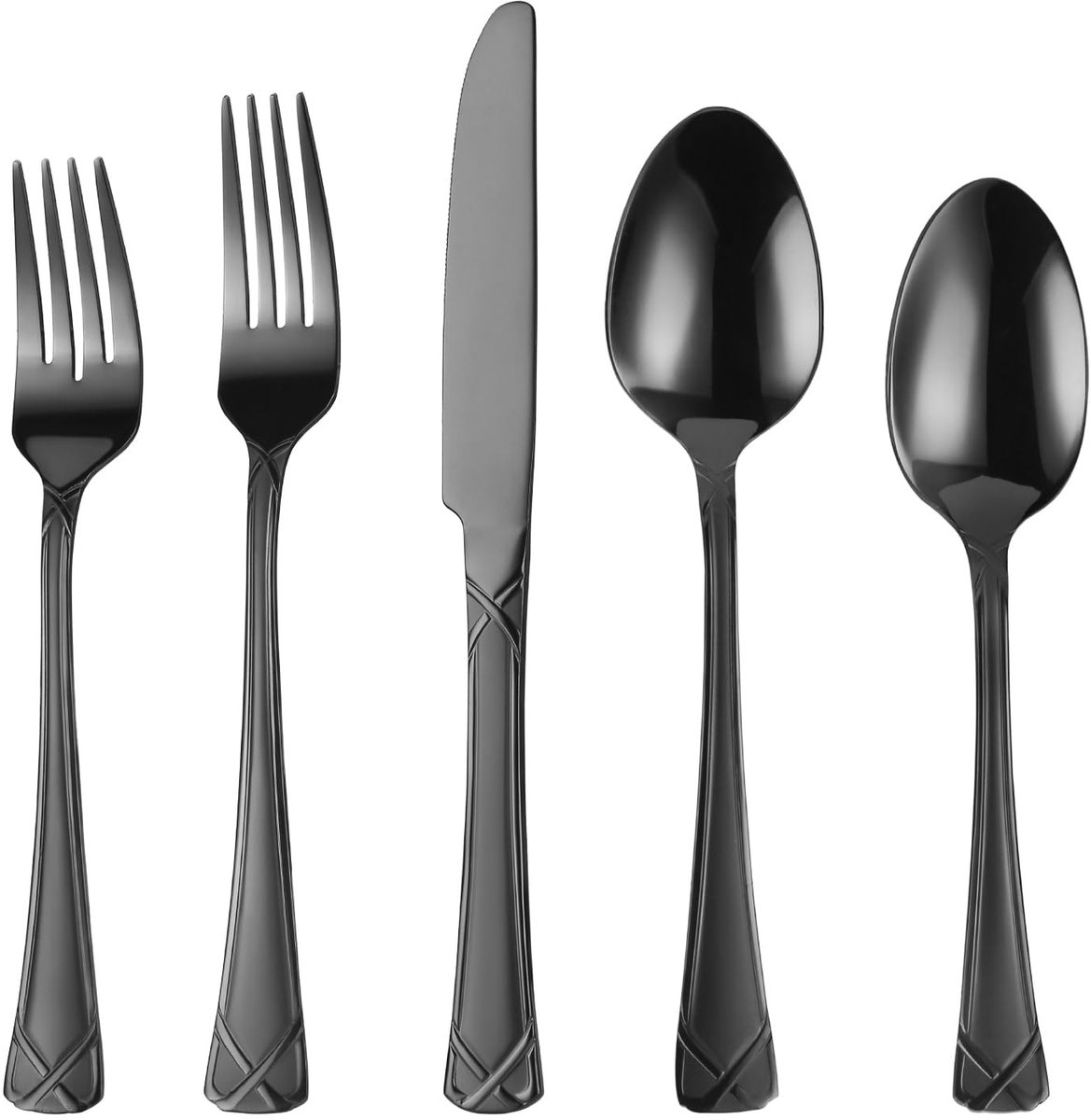 Dailygoods - 30-delige Zwart Bestekset voor 6 Personen - Vaatwasmachinebestendig