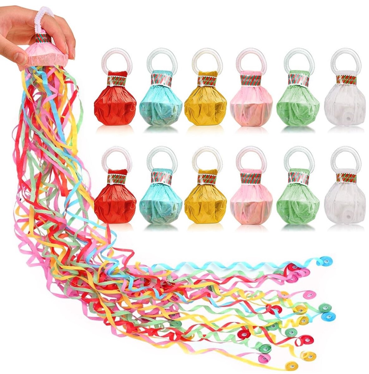 Dailygoods- Luchtslangen 12 Stuks - Veelkleurige Slingers - Feestversiering Verjaardag - Bruiloft - Kerstmis - Veilig Hoogwaardig Papier