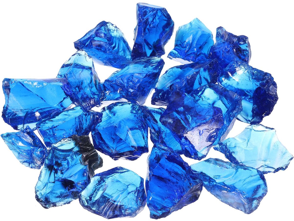 Dailygoods - Vuurglas voor Haard - Hoogglanzende Reflectieve Glazen Brokken in Blauw