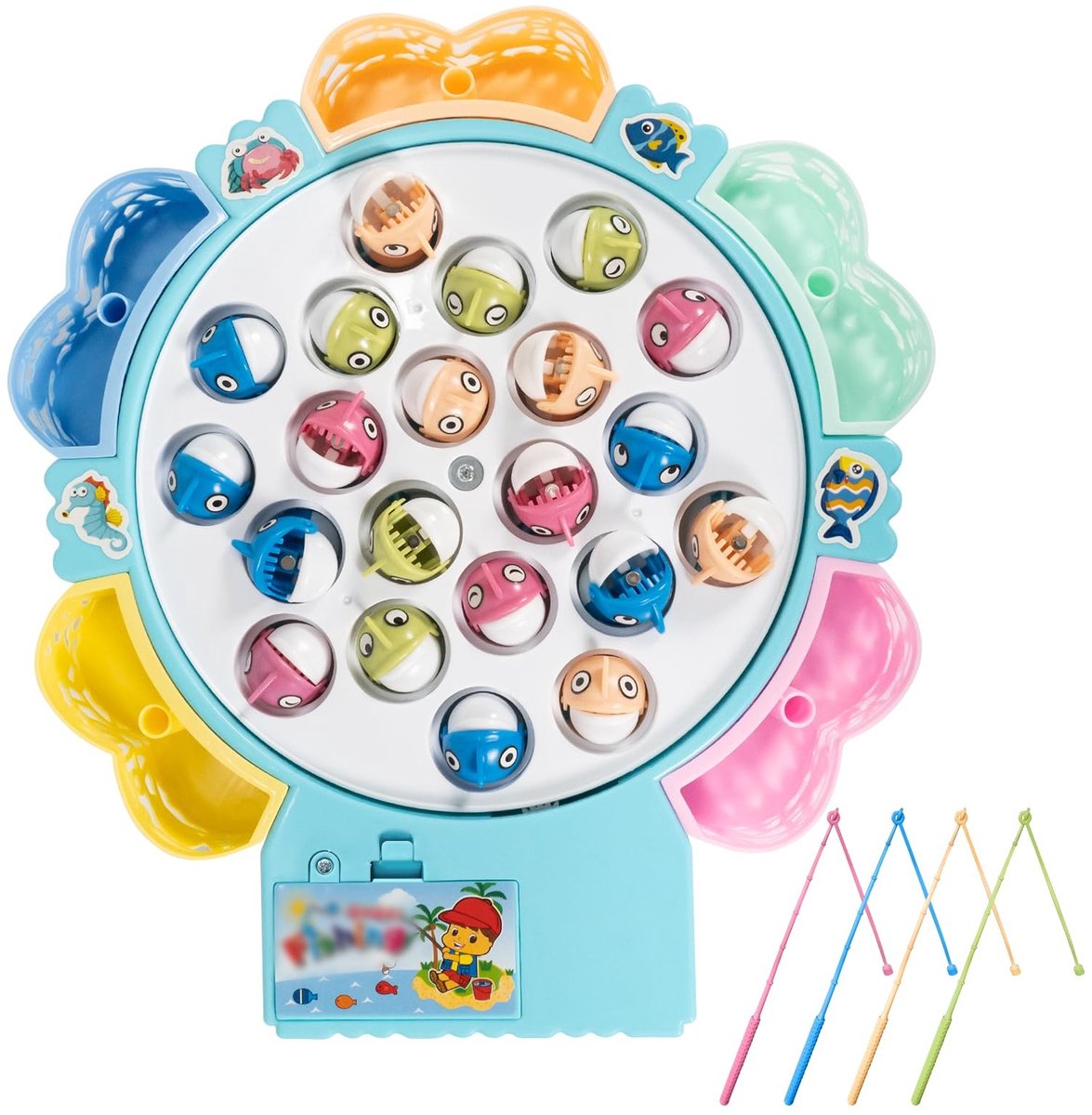 Dailygoods - Fishing Game Speelgoed voor Kinderen van 3-6 Jaar - Hengelspel met Muziek en 21 Vissen