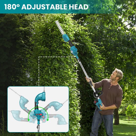 SnelShoppen - Accuheggenschaar Snoerloos, 3-in-1 Graszschaar en Trimmer, 2 x 3 Ah Accu's, Telescoopstang, Oplaadbaar, 200 mm Zaaglengte, 99 mm Messen, van Snelshoppen — afbeelding 5