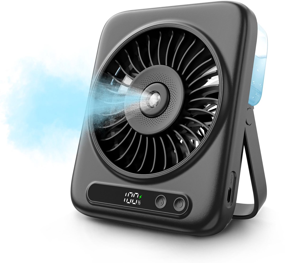 SnelShoppen - Kleine bureauventilator - Persoonlijke ventilatoren - 6000 mAh batterij - 10 uur gebruik - Stille mini-desktopventilator - Draagbare opl