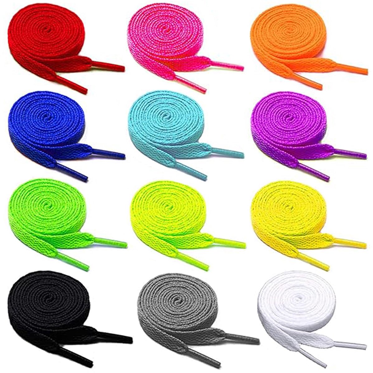Dailygoods - 12 Paar 140cm Platte Veters met Opbergdoos voor Creatieve Stijl
