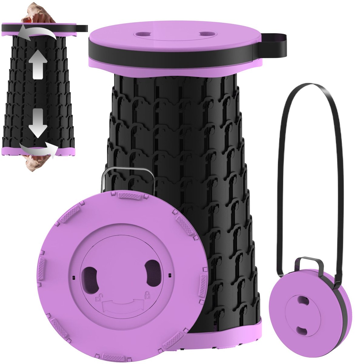 SnelShoppen - Plogging 2024 Opvouwbare Camping Kruk - Draagbare Telescopische Kruk voor Volwassenen - Aanpasbare Kruk voor Outdoor, Vissen, Wandelen,