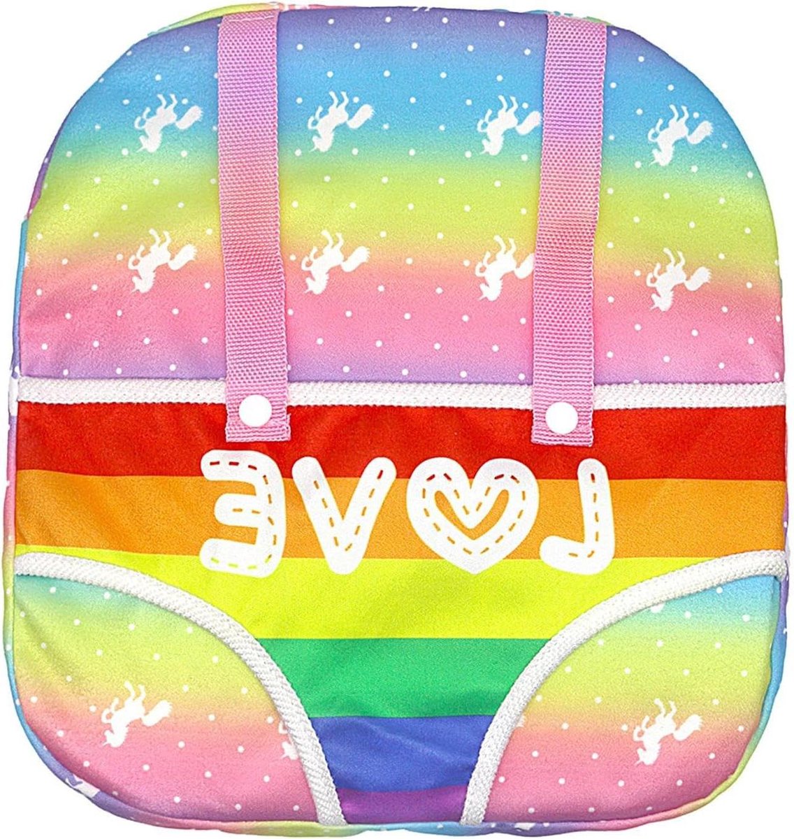 Draagzak Poppen - Draagzak Speelgoed - Poppen Vervoeren - Verstelbare Schouderbanden - 26x28 cm - Regenboog