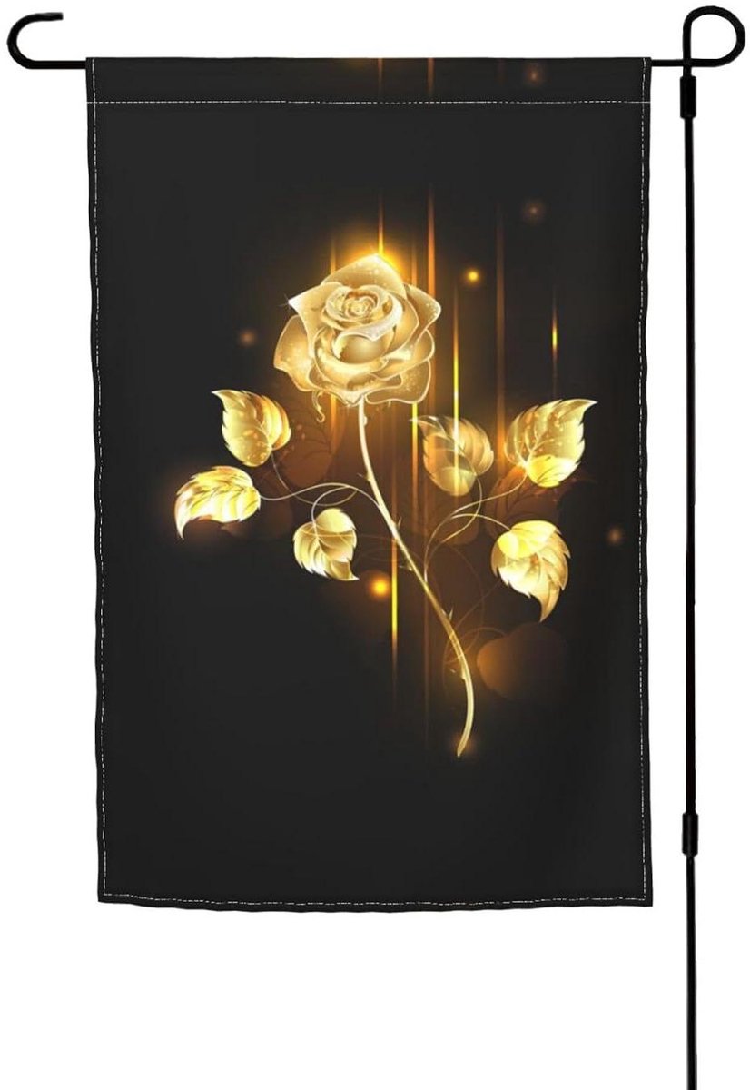 Tuinvlag Gouden Roos - Decoratieve Vlag Tuindecoratie - Buitenruimte Verfraaien - Dubbelzijdig Bedrukt - 30x45 cm - Wit