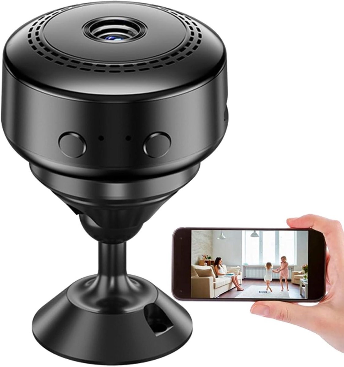 Smart Home Camera - Beveiligingscamera WiFi - Huisbewaking - Real-time App Toegang - 11 x 10.5 x 4 cm - Zwart