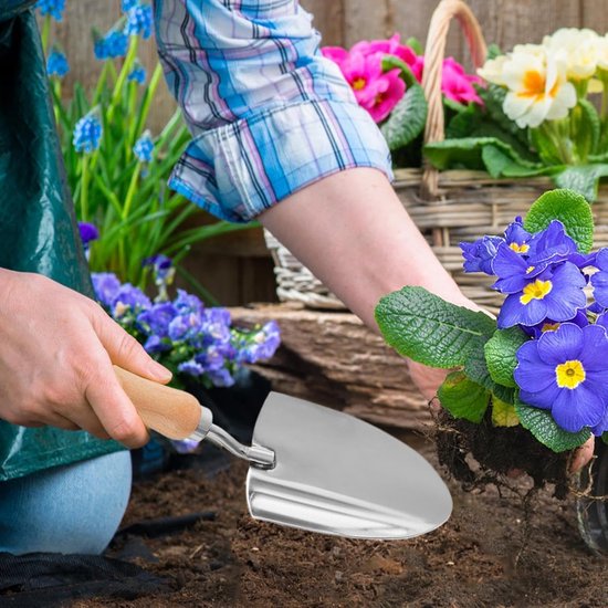 Kleine Tuinschep - Handtroffel RVS Schop - Grondbewerking Tuin - Gebogen Schepkop Rand - 33 x 12 x 5 cm van Merkloos	 — afbeelding 3